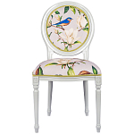 Стул светло-серый из натурального бука с изображением птиц и цветов Blooming Blue Birds варинант исполнения - 1 | Loft Concept в Красноярске