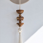 Аксессуар на стену диск с деревянными бусинами Wall Decor Thread Disc  варинант исполнения - 2 | Loft Concept в Красноярске