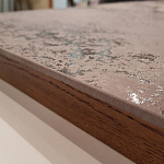 Стол обеденный с коричневой квадратной столешницей из керамики на четырех деревянных ножках Brown Ceramics варинант исполнения - 2 | Loft Concept в Красноярске