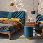 Пуф синий велюр на золотом металлическом основании Golden Belt варинант исполнения - 4 | Loft Concept в Красноярске