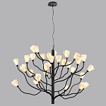 Люстра подвесная черного цвета с ветвями и белыми фарфоровыми цветами Floralis варинант исполнения - 12 | Loft Concept в Красноярске