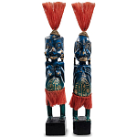 Комплект из 2-х деревянных статуэток Asmat Straw Headdress Statuettes Multicolor варинант исполнения - 2 | Loft Concept в Красноярске