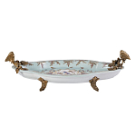 Блюдо овальное из голубого фарфора с ручками в виде бабочек и цветочным рисунком Blue Garden варинант исполнения - 1 | Loft Concept в Красноярске