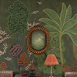 Обои ручная роспись Malwa Original colourway on Olive tobacco варинант исполнения - 1 | Loft Concept в Красноярске