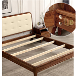 Кровать двуспальная с каркасом из дерева и мягким изголовьем Moon Walnut Bed варинант исполнения - 5 | Loft Concept в Красноярске