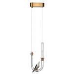 Подвесной светильник с декоративной фигуркой птицы на прозрачной изогнутой трубке Ganthea варинант исполнения - 2 | Loft Concept в Красноярске