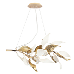 Люстра подвесная с декоративными белыми и золотыми листьями на текстурном основании Wintery flovers варинант исполнения - 1 | Loft Concept в Красноярске