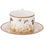 Чайная пара из фарфора с изображением собаки и уток 300 мл Hunting Porcelain Collection варинант исполнения - 2 | Loft Concept в Красноярске