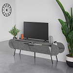 ТВ-тумба серая с 2-мя откидными дверцами и 2-мя открытыми полками CAPSULE TV STAND RETRO GREY варинант исполнения - 2 | Loft Concept в Красноярске