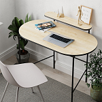 Стол письменный овальной формы с полкой LOUB WORKING TABLE BLACK OAK варинант исполнения - 5 | Loft Concept в Красноярске