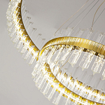 Люстра подвесная двухъярусная с золотистымыми кольцами и прозрачными стеклянными элементами Ring Horizontal варинант исполнения - 3 | Loft Concept в Красноярске