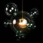 Подвесной светильник с прозрачными бирюзовыми стеклянными шарами и золотыми деталями Диаметр 46 Giopato & Coombes варинант исполнения - 4 | Loft Concept в Красноярске