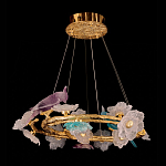 Люстра круглая на золотом каркасе с птичками и цветочным декором Miscellaneous herbs варинант исполнения - 5 | Loft Concept в Красноярске