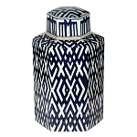 Ваза с крышкой и графическим узором в сине-белых цветах Blue & White Ornament  варинант исполнения - 2 | Loft Concept в Красноярске
