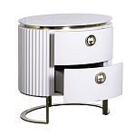 Тумбочка белая овальная с мраморной столешницей Thoroughbass варинант исполнения - 2 | Loft Concept в Красноярске