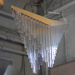 Люстра золотого цвета в форме галочки с каскадом длинных прозрачных трубок Eurofase варинант исполнения - 14 | Loft Concept в Красноярске