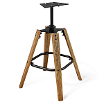 Барный стул со спинкой и металлической подставкой на 4-х деревянных ножках Коричневый Велюр Vendramin Chair варинант исполнения - 5 | Loft Concept в Красноярске