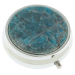 Таблетница карманная круглая с 3-мя отделениями и накладкой из натурального камня Апатит Голубой Silver Stone Pillboxes варинант исполнения - 1 | Loft Concept в Красноярске