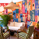 Обои ручная роспись в стиле Арт-деко Jazz Original colourway on painted silk with embroidery варинант исполнения - 1 | Loft Concept в Красноярске