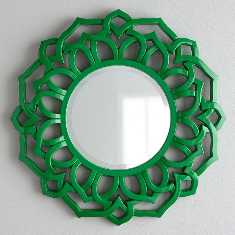 Зеркало круглое в ажурной зеленой раме Green Floral Pattern Зеленый Зеркало круглое в ажурной зеленой раме Green Floral Pattern Зеленый в Красноярске | Loft Concept
