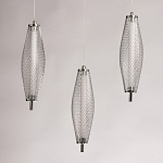 Люстра круглая каскадня с 5-ю плафонами из металлической сетки Mesh Lampshade Lighting варинант исполнения - 6 | Loft Concept в Красноярске