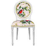 Стул светло-серый из натурального бука с изображением птиц и цветов Blooming Birds Red  варинант исполнения - 1 | Loft Concept в Красноярске