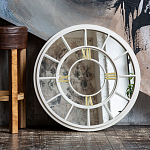 Зеркало настенное в белой металлической раме в виде часов Mirror Tower Clock варинант исполнения - 4 | Loft Concept в Красноярске