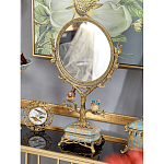 Зеркало с бронзовой подставкой в виде дерева и фарфоровыми птичками на голубом основании Eden Garden варинант исполнения - 4 | Loft Concept в Красноярске