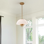 Подвесной светильник золотого цвета с полусферическим опаловым плафоном и декоративным элементом Elstead Lighting варинант исполнения - 7 | Loft Concept в Красноярске