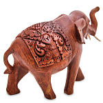 Статуэтка из дерева суар в виде слона в традиционном облачении Elephant in blanket варинант исполнения - 2 | Loft Concept в Красноярске