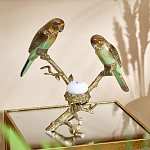 Подсвечник с двумя попугаями из фарфора на бронзовой ветке Eden Garden варинант исполнения - 1 | Loft Concept в Красноярске
