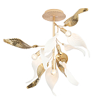 Люстра потолочная с белыми матовыми и золотыми глянцевыми листьями Wintery flovers варинант исполнения - 2 | Loft Concept в Красноярске