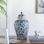 Ваза с крышкой и бело-синим цветочным узором Blue & White Ornament  варинант исполнения - 8 | Loft Concept в Красноярске