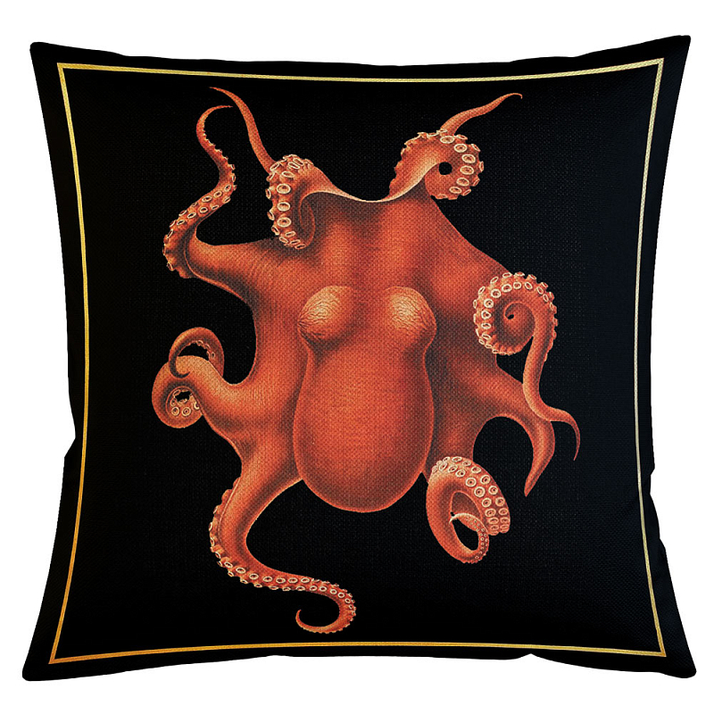 Декоративная подушка Red Octopus Бежевый Черный Красный Декоративная подушка Red Octopus Бежевый Черный Красный в Красноярске | Loft Concept