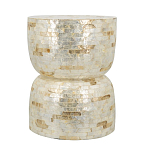 Приставной столик с мозаичным рисунком из раковин устриц Bone Inlay варинант исполнения - 2 | Loft Concept в Красноярске