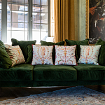 Декоративная подушка светло-зеленая с растительным орнаментом Raffael Floral Green Cushion варинант исполнения - 2 | Loft Concept в Красноярске