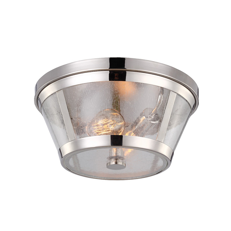 Потолочный светильник с плафоном из прозрачного пузырькового стекла Feiss Никель Прозрачное Стекло в Красноярске | Loft Concept 