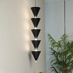 Подвесной светильник светодиодный в виде ряда черных металлических конусов  Herringbone варинант исполнения - 3 | Loft Concept в Красноярске