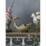 Чаша голубого цвета с оранментом и и бронзовыми фигурами леопардов Eden Garden варинант исполнения - 5 | Loft Concept в Красноярске