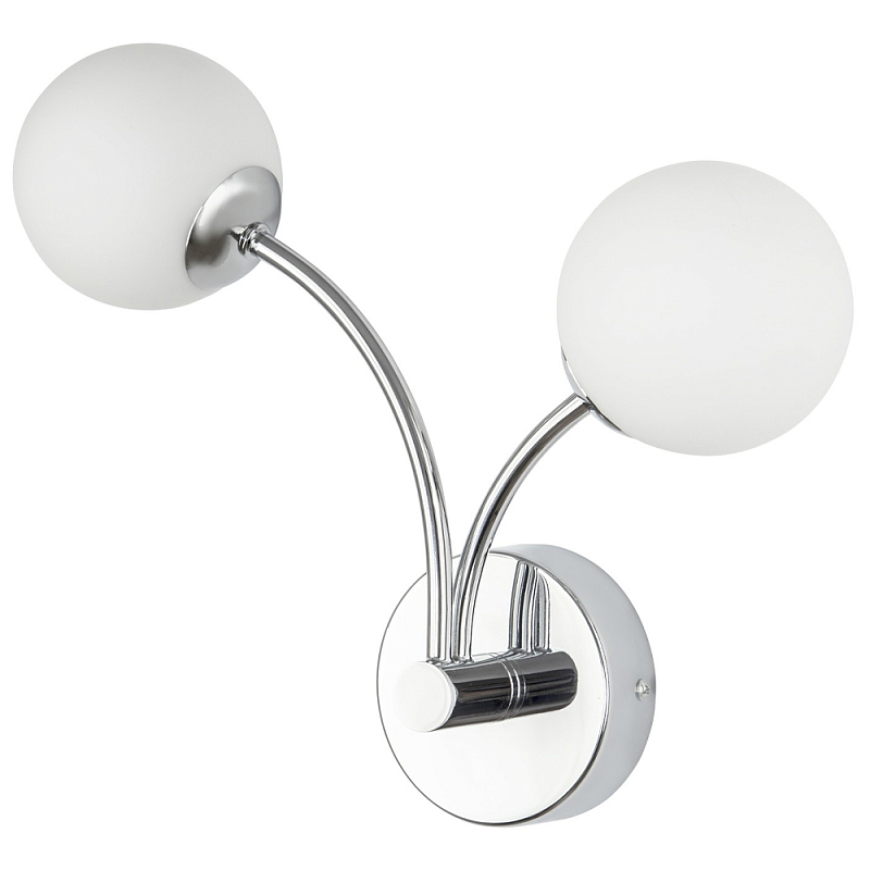Бра с 2-мя круглыми плафонами из матового стекла Pearl Suspension Light Chrome Wall Lamp Хром Белое матовое стекло Бра с 2-мя круглыми плафонами из матового стекла Pearl Suspension Light Chrome Wall Lamp Хром Белое матовое стекло в Красноярске | Loft Concept