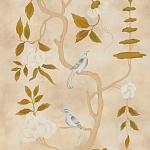 Обои ручная роспись Gustavian Tree of Life Special Colourway on Edo custom white painted silk варинант исполнения - 2 | Loft Concept в Красноярске