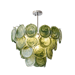 Люстра из зеленых стеклянных дисков с перламутровым эффектом Green Glowing Glaze варинант исполнения - 8 | Loft Concept в Красноярске