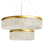 Люстра двухъярусная с золотого цвета и прозрачными подвесками Pettico варинант исполнения - 1 | Loft Concept в Красноярске