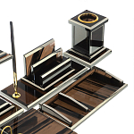 Настольный письменный набор с часами из природного камня обсидиана Team leader варинант исполнения - 4 | Loft Concept в Красноярске