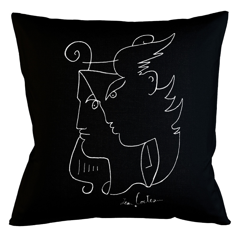 Декоративная подушка White Silhouette Orpheus Pillow Бежевый Черный Декоративная подушка White Silhouette Orpheus Pillow Бежевый Черный в Красноярске | Loft Concept