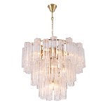 Люстра круглая многоярусная с прозрачными подвесками из стекла Hexagon Tube Light варинант исполнения - 3 | Loft Concept в Красноярске