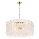 Люстра подвесная круглая с прозрачными рельефными стеклянными вставками и золотым основанием Textured Glass Chandelier варинант исполнения - 2 | Loft Concept в Красноярске