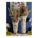 Ваза высокая из фарфора на бронзовом основании Turquoise Blooming Garden варинант исполнения - 9 | Loft Concept в Красноярске