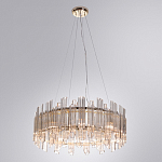 Люстра подвесная круглая с прозрачными хрустальными трубками и золотистым каркасом Диаметр 60 см Hexagon Tube Light варинант исполнения - 2 | Loft Concept в Красноярске