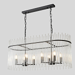 Люстра подвесная овальная со стеклянными прозрачными трубками и металлическим каркасом черного цвета Nembus варинант исполнения - 3 | Loft Concept в Красноярске